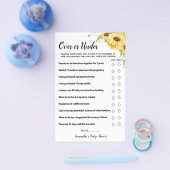 ひまわり上または下の赤ちゃんシャワーゲームカード チラシ (シングル)