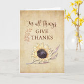 ひまわり与えに感謝感謝していする カード (黄色い花)