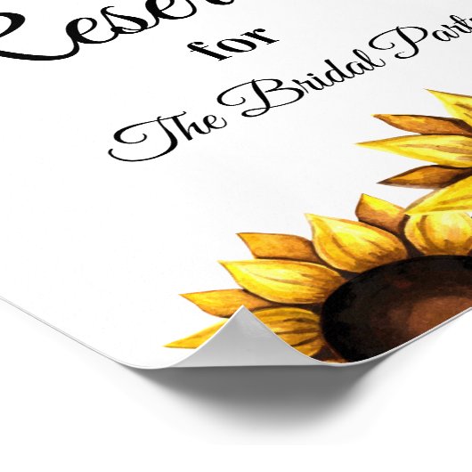 ひまわり予約白黄色の看板ポスター ポスター (角)