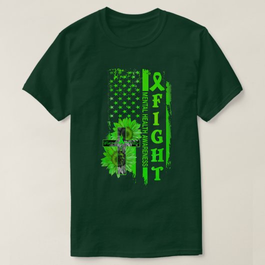 ひまわり交差メンタルヘルス認識度6438 Tシャツ (デザイン正面)
