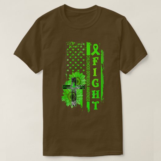 ひまわり交差小児期うつ病認識度 Tシャツ (デザイン正面)
