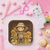 ひまわり付きかかし ペーパープレート (パーティー)