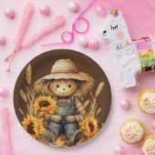 ひまわり付きかかし ペーパープレート (パーティー)