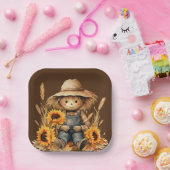 ひまわり付きかかし ペーパープレート (パーティー)