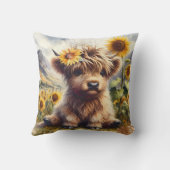 ひまわり付きかわいいハイランドカウウ クッション (裏面)