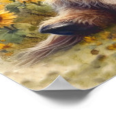 ひまわり付きかわいいハイランドカウウ ポスター (角)