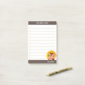 ひまわり付きかわいい子犬リスト ポストイット (デスク上)