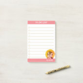 ひまわり付きかわいい犬とリストを行うには ポストイット (デスク上)