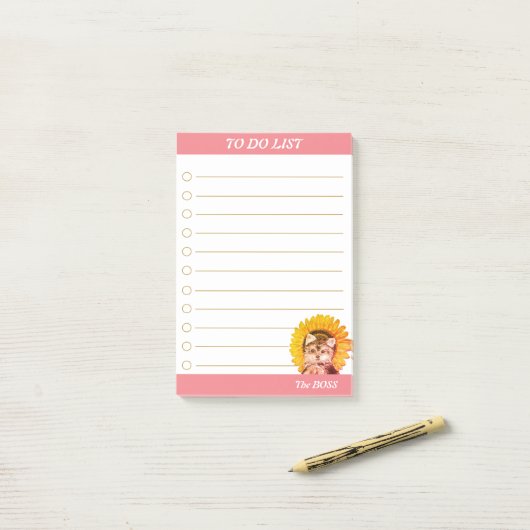 ひまわり付きかわいい犬とリストを行うには ポストイット (デスク上)