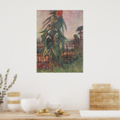 ひまわり付きのガーデンとファン・ゴッホの女の子 ポスター (キッチン)