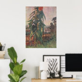 ひまわり付きのガーデンとファン・ゴッホの女の子 ポスター (ホームオフィス)