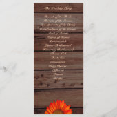 ひまわり付きのラスティックウェディングプログラム プログラム (裏面)