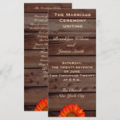 ひまわり付きのラスティックウェディングプログラム プログラム (正面/裏面)