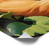 ひまわり付きの眠い太ったオレンジ色の猫 ポスター (コーナー)