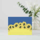 ひまわり付きウクライナ国旗 ポストカード (スタンド正面)