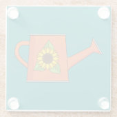 ひまわり付きオレンジ水切り缶 ガラスコースター (裏面)