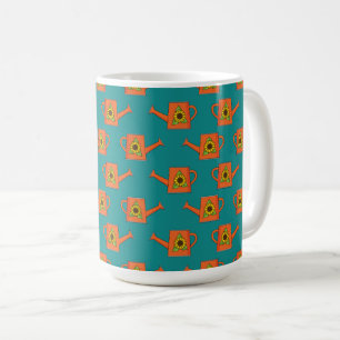 ひまわり付きオレンジ水切り缶 コーヒーマグカップ