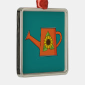 ひまわり付きオレンジ水切り缶 メタルオーナメント (右)