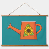 ひまわり付きオレンジ水切り缶 吊り下げ型タペストリー (正面)