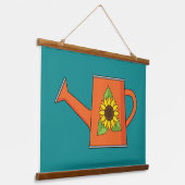 ひまわり付きオレンジ水切り缶 吊り下げ型タペストリー (傾斜あり)