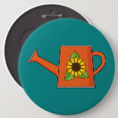 ひまわり付きオレンジ水切り缶 缶バッジ (正面&裏面)