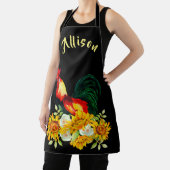 ひまわり付きオンドリパーソナライズされたー エプロン (インサイチュ)