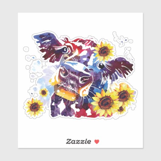 ひまわり付きカスタム牛の裁断ビニール シール (シート)