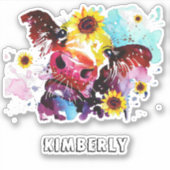 ひまわり付きカスタム牛の裁断ビニール シール (正面)