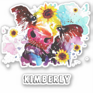 ひまわり付きカスタム牛の裁断ビニール シール