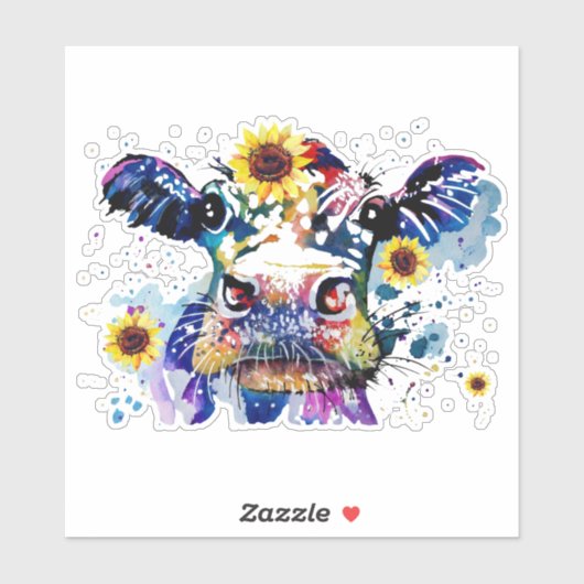 ひまわり付きカスタム牛の裁断ビニール シール (シート)