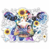 ひまわり付きカスタム牛の裁断ビニール シール (正面)