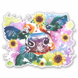 ひまわり付きカスタム牛の裁断ビニール シール