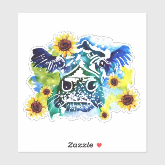 ひまわり付きカスタム牛の裁断ビニール シール (シート)