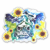 ひまわり付きカスタム牛の裁断ビニール シール (正面)