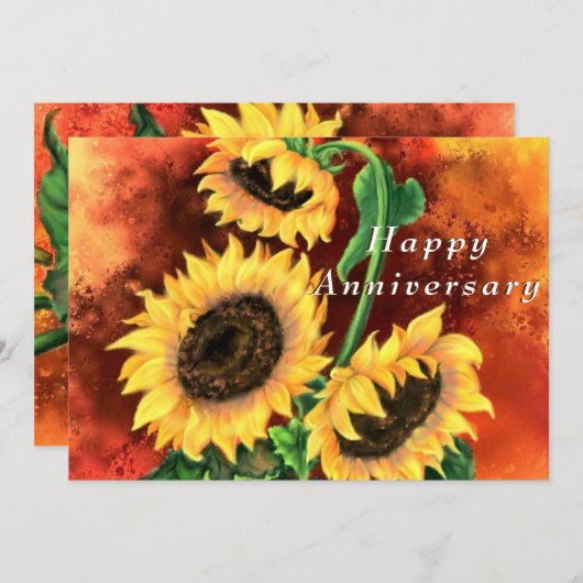 ひまわり付きハッピーアニバーシティカード (正面/裏面)