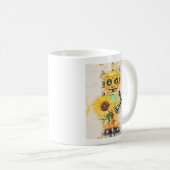 ひまわり付きハッピーイエローロボット コーヒーマグカップ (正面右)