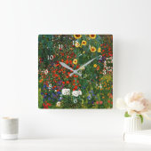 ひまわり付きファームガーデン絵画ズ スクエア壁時計 (ホーム)
