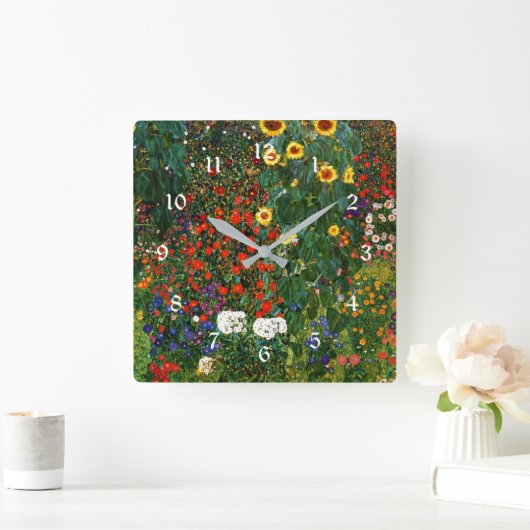 ひまわり付きファームガーデン絵画ズ スクエア壁時計 (ホーム)