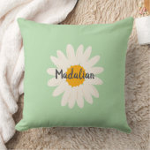 ひまわり付きモノグラム子供への緑の装飾 クッション (ブランケット)