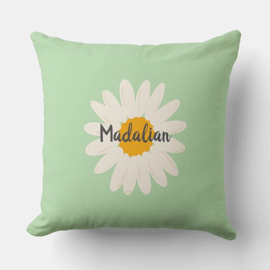 ひまわり付きモノグラム子供への緑の装飾 クッション (正面)