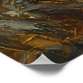 ひまわり付き女性と犬 – 油絵を描スタイル ポスター (角)