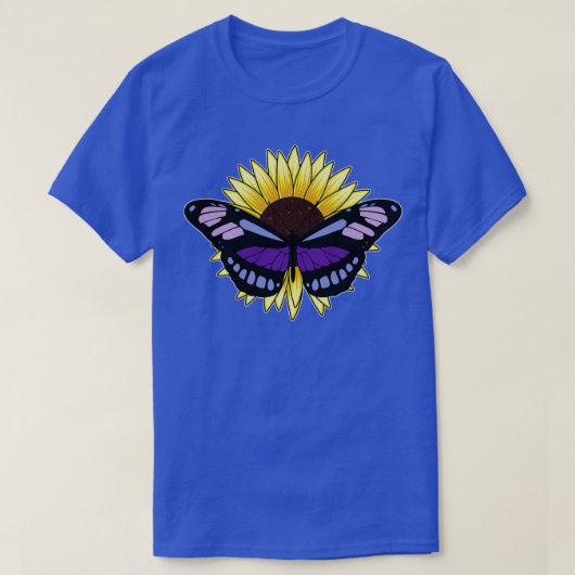 ひまわり付き蝶 Tシャツ (デザイン正面)