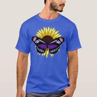 ひまわり付き蝶 Tシャツ