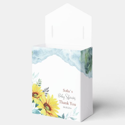 ひまわり付き赤ちゃんシャワー用お願いボックス。 フェイバーボックス (オープン)