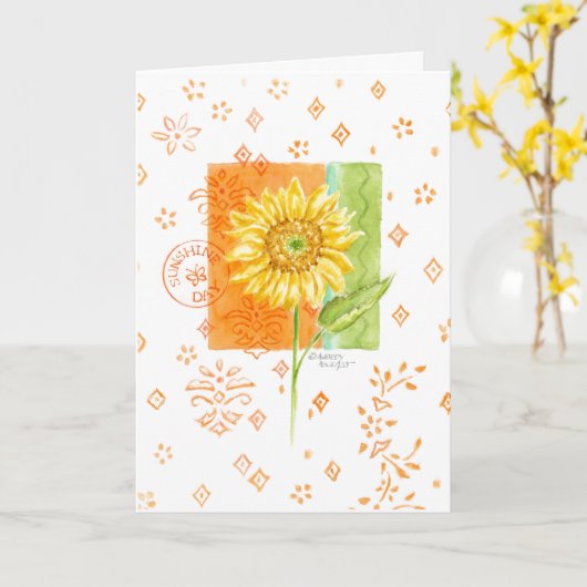 ひまわり任意の大事な行事空白のグリーティングカード カード (黄色い花)