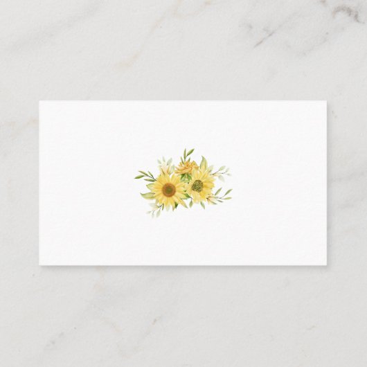 ひまわり何人のキスブライダルシャワーカードゲーム プレイスカード (裏面)