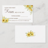 ひまわり何人のキスブライダルシャワーカードゲーム プレイスカード (正面/裏面)