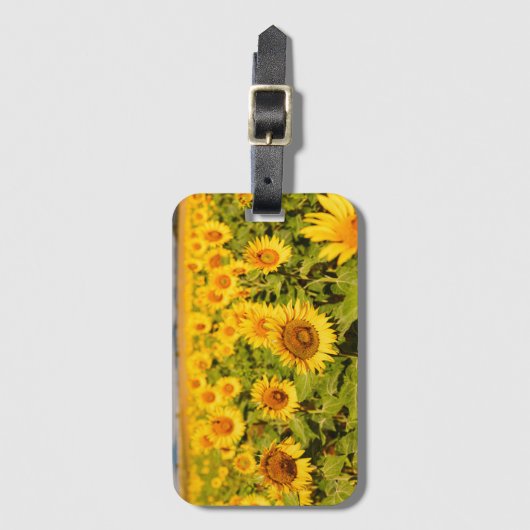 ひまわり写真と旅行をテーマにした贈り物 ラゲッジタグ (正面縦)