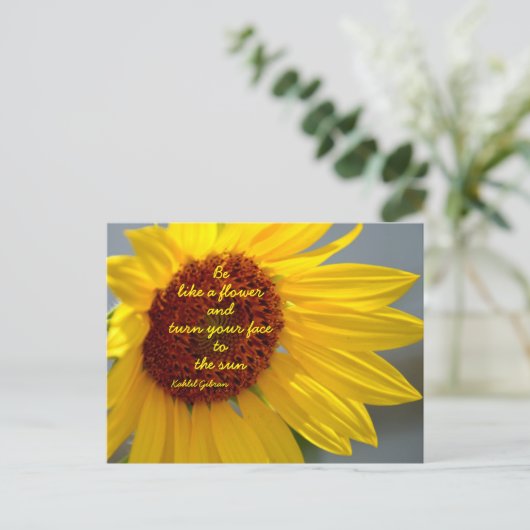 ひまわり写真のような花の引用文 ポストカード (スタンド正面)