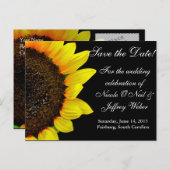 ひまわり写真カスタムウェディング日付を保存 案内ポストカード (正面/裏面)